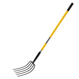 Garden Fork, 5-Tine Gardening Pitchfork with Fiberglass Handle, 57 in Heavy Duty Digging Fork with Y Grip
