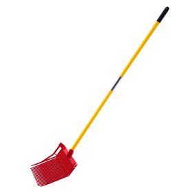 Manure Fork, 18 Angled Tines, Horse Manure Rake with Long Fiberglass Handle