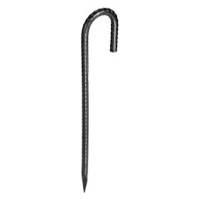 Rebar Stakes, 12-Inch, Heavy-Duty 0.4 in Diameter J Hook, Galvanized Steel Ground Anchors with Chisel Point End & Rust-Resistant Coating