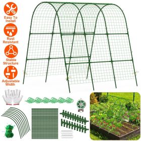 Large U-Shaped Garden Arch Trellis, Adjustable Width 15.7-45.2in, Premium Iron Climbing Plant Trellis with Complete Accessories (Mesh Cover, Rope