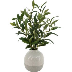 14in Indoor Artificial Olive Plant in 2-Tone Ceramic Vase