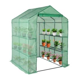 143x143x195cm Black Iron Pipe Steeple With 8 Pieces Grid Flower Stand With Zipper Rolling Door PE Cloth Greenhouse(SAME AS 54690859)