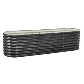 Metal Raised Garden Bed, 8 x 2 x 2 ft Oval Outdoor Galvanized Planter Garden Box, Open Bottom Design, Large Planter Raised Bed for Growing Vegeta