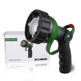 H2O WORKS Garden Hose Nozzle Thumb Control Heavy Duty Metal Water Nozzle with Adjustable Watering Patterns High Pressure Hose Nozzle Sprayer;  Pe