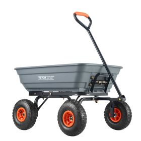 Garden Cart, Durable Poly Dump Cart with Simple Assembly Steel Framework, Versatile Dump Cart with Dual-Function Handle