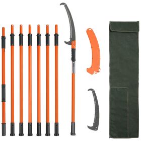 Manual Pole Saw, 7.3-27 ft Extendable Tree Pruner, Sharp Steel Blade High Branches Trimming