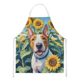 NEW English Bull Terrier in Sunflowers Apron Cooking Kitchen Server Baking Crafts Gardening for Adult Women Men, Unisex, Large, Multicolor
