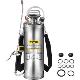 3 Gallon Stainless Steel Sprayer, 20" Wand & 3FT Reinforced Hose, Hand Pump Sprayer with Pressure Gauge, Safety Valve & Adjustable Nozzle