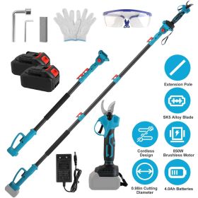 Cordless 2-in-1 Pruning Shear with Extendable Pole - 21V, 4000mAh Batteries, 200min Run Time for Trimming Trees, Hedges, and More