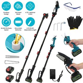 4 in 1 Cordless Pruning Shear and Electric Chainsaw With Max 5.5FT Extension Poles 4'/6' Pole Saw SK5 Blade Brushless Pruning Shear With 2Pcs 3.0