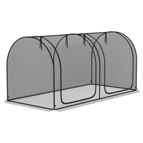 8' x 4' Crop Cage, Plant Protection Tent with Two Zippered Doors, Storage Bag and 4 Ground Stakes, for Garden, Yard, Lawn, Black