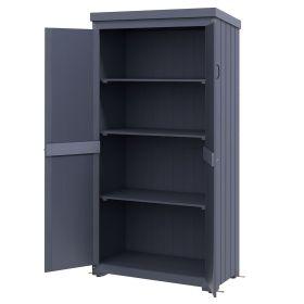 Garden Shed Gray Outdoor Storage Cabinet with Waterproof Galvanized Roof Lockable Door for Secure Storage