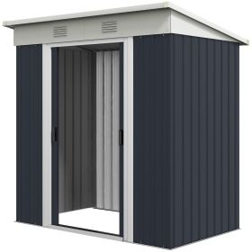 6' x 4' Backyard Garden Tool Storage Shed with Dual Locking Doors, 2 Air Vents & Steel Frame for Garden Lawn Backyard, Black