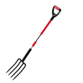 Garden Fork, 4-Tine Gardening Pitchfork with Fiberglass Handle, 45 in Heavy Duty Digging Fork with Y Grip