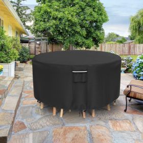 Round Patio Furniture Covers, 500D Heavy Duty Waterproof UV Resistant Cover for Round Outdoor Dining Table & Chairs,62" Dia x 28" H -Black.