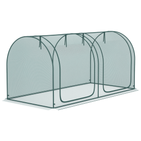 8' x 4' Crop Cage, Plant Protection Tent with Two Zippered Doors, Storage Bag and 4 Ground Stakes, for Garden, Yard, Lawn, Green