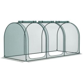 9' x 4' Crop Cage, Plant Protection Tent with Three Zippered Doors, Storage Bag and 4 Ground Stakes, for Garden, Yard, Lawn, Green