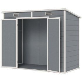 Plastic Outdoor Storage Shed With Floor, Window, Lockable Doors And Vents For Backyard Patio Lawn, Multiple Packages Shipped. Please Pay Attentio (Option: Gray)
