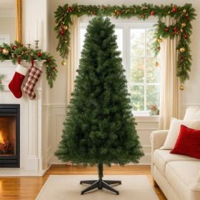6FT Unlit Artificial Christmas Tree With 490 Tips, PVC Full Branches, Classic Green Holiday Tree With 4-Leg Plastic Stand For Indoor Home Decorat (Option: Green)